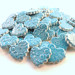 15 handmade embossed carribbean blue heart tiles