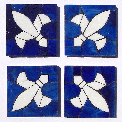 Fleur de Lys design stained glass coasters