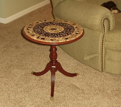 Finished table in place in living room